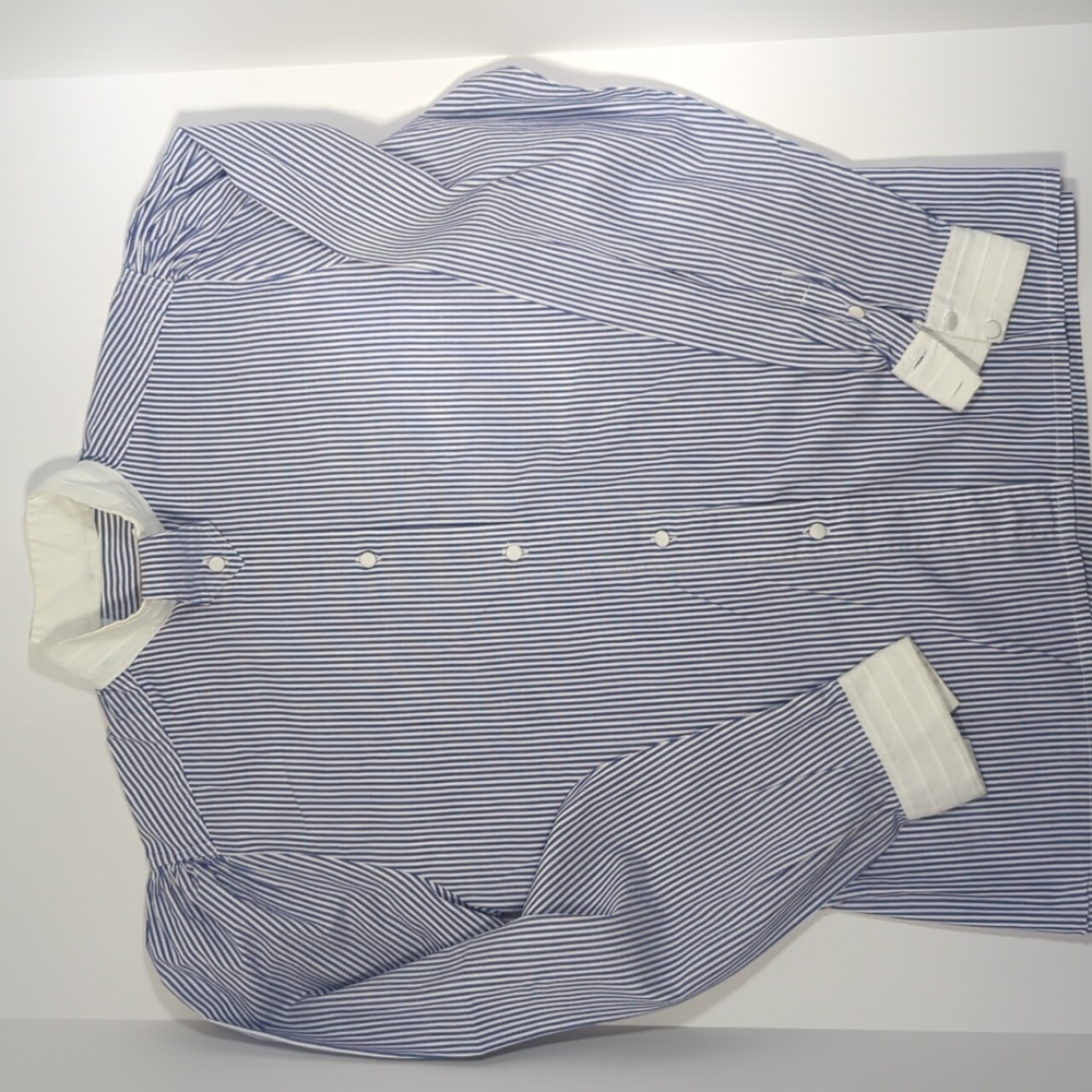Fil a fil Paris Vintage French Striped Long Sleeve Button Front Shirt
